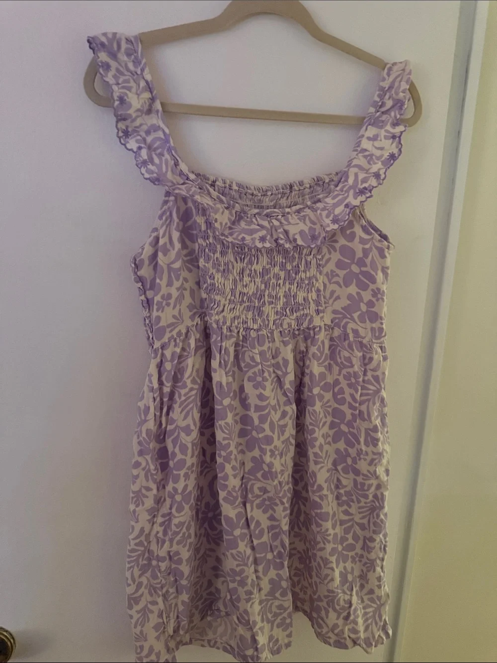 Old Navy Lavender and Cream Floral Smocked Sundress